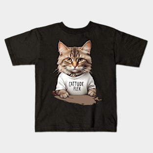 "Cattitude on Fleek." Kids T-Shirt